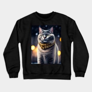 Golden Beauty: A British Shorthair Dazzles in a Winter Wonderland Crewneck Sweatshirt